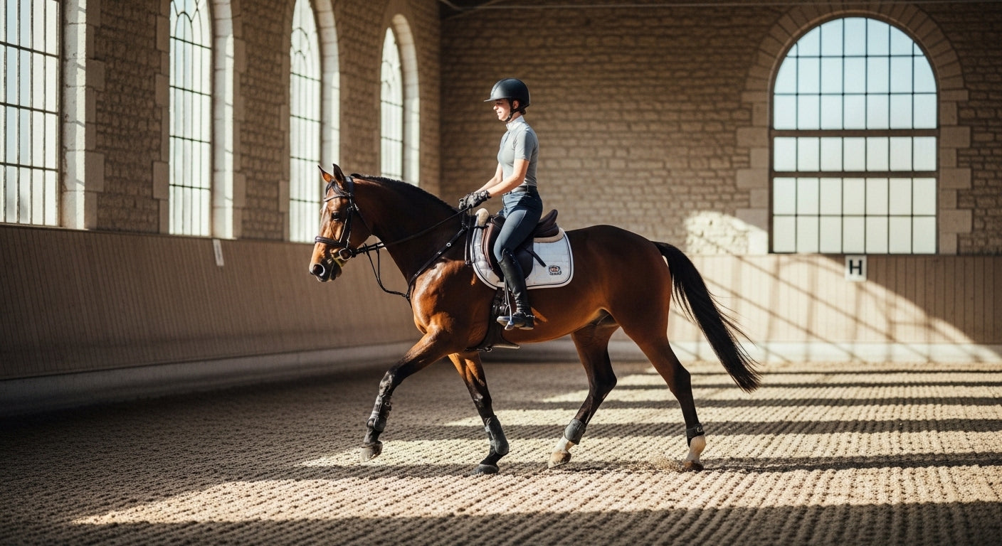 Hunter jumper stride and distance diagram showing correct canter rhythm and fence approach for hunters and jumpers