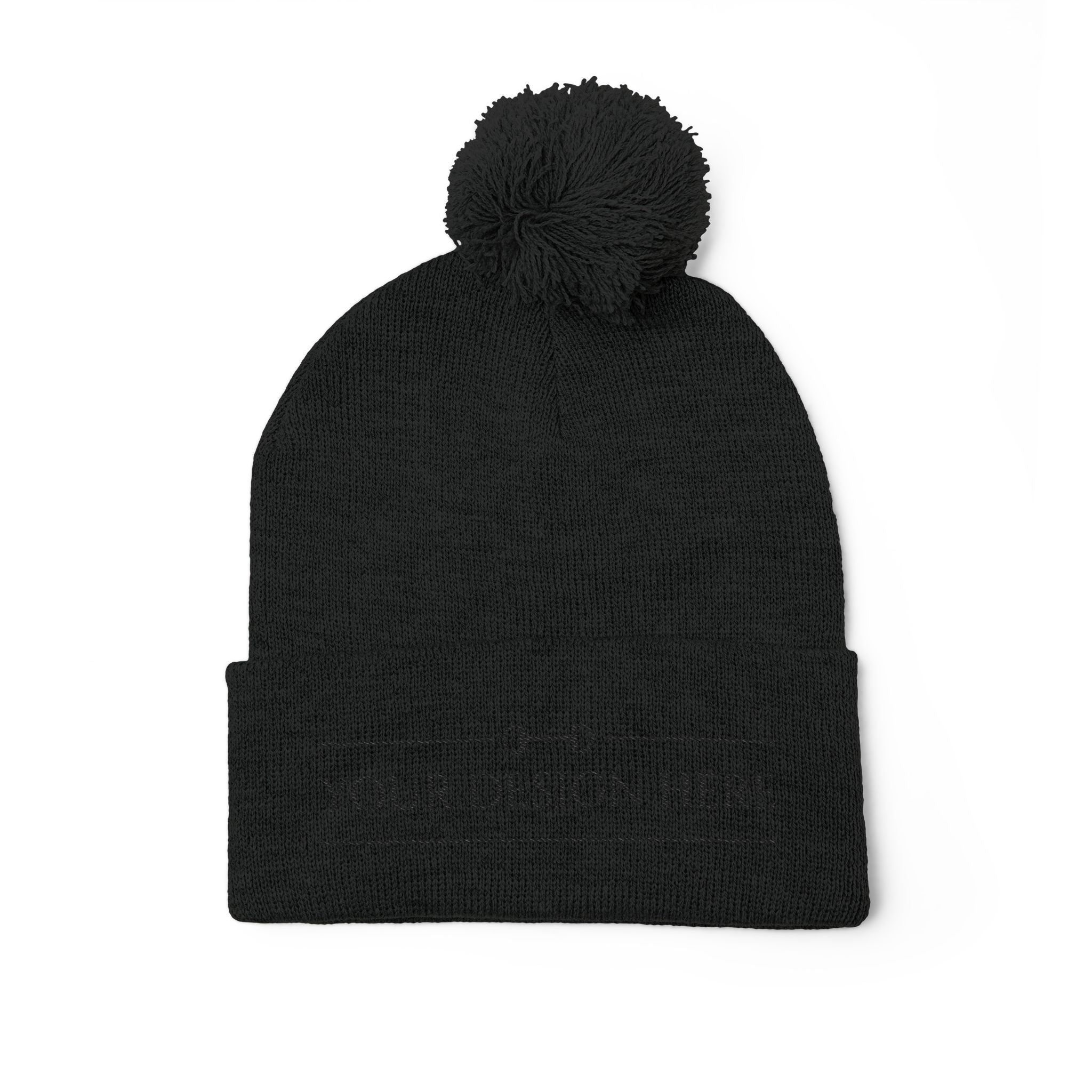 Embroidered Pom Pom Knit Beanie
