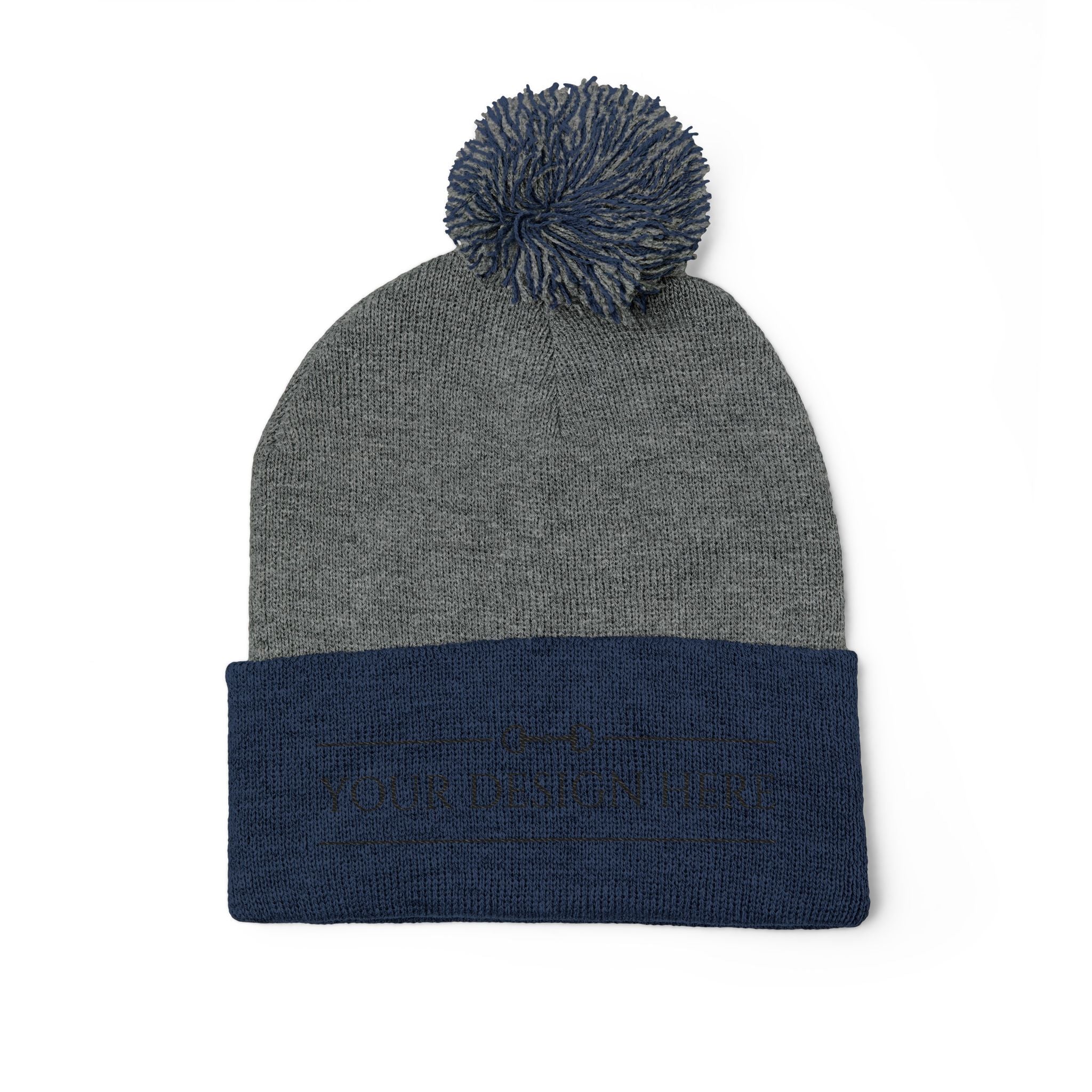 Embroidered Pom Pom Knit Beanie