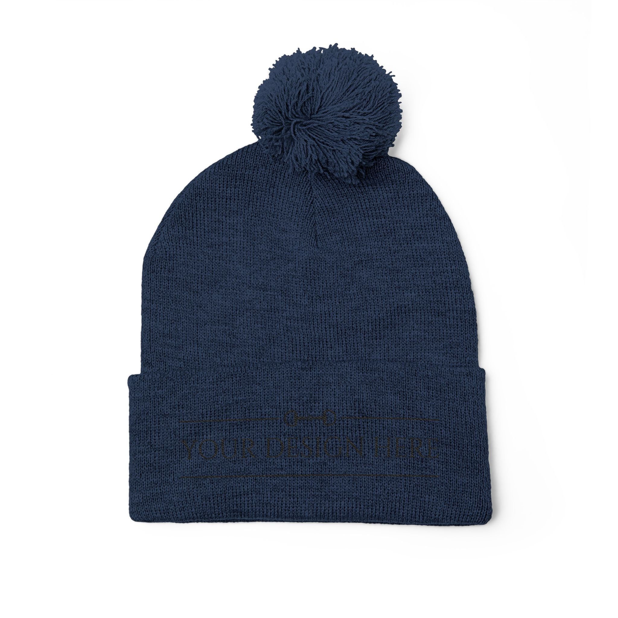Embroidered Pom Pom Knit Beanie