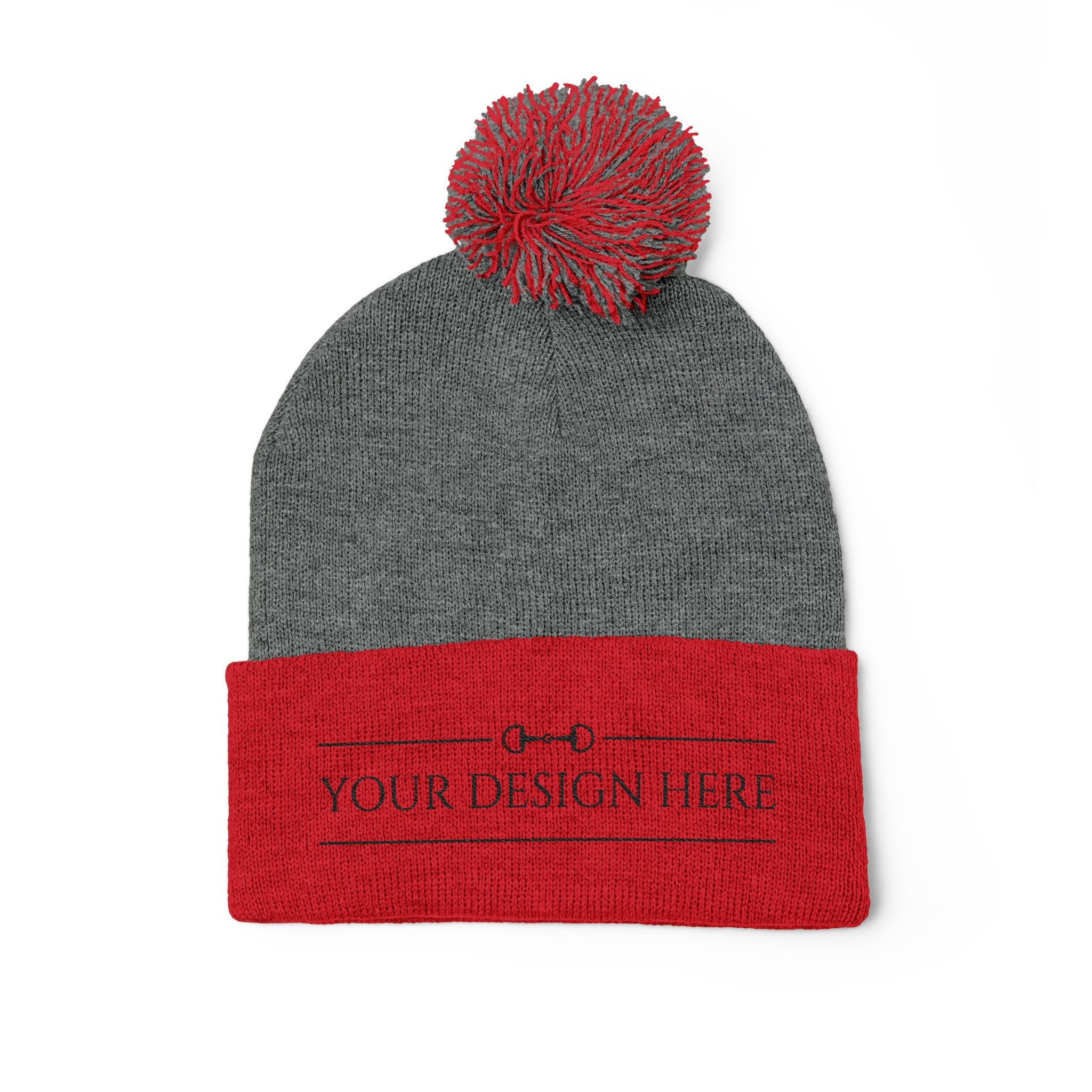 Embroidered Pom Pom Knit Beanie
