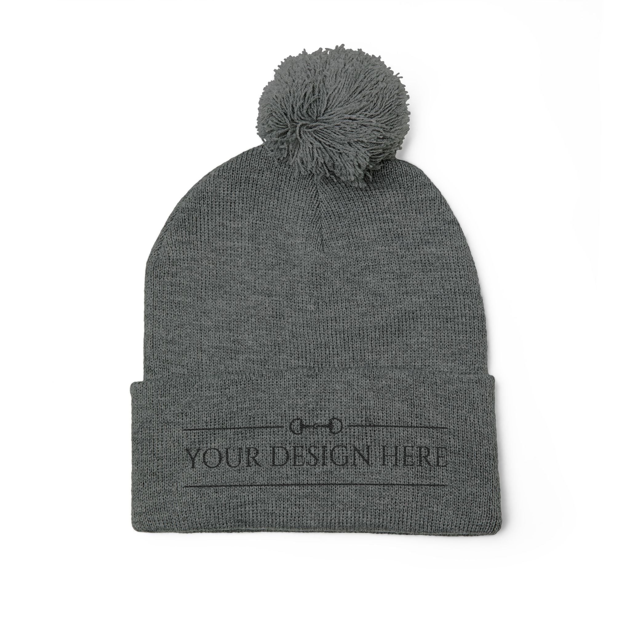 Embroidered Pom Pom Knit Beanie