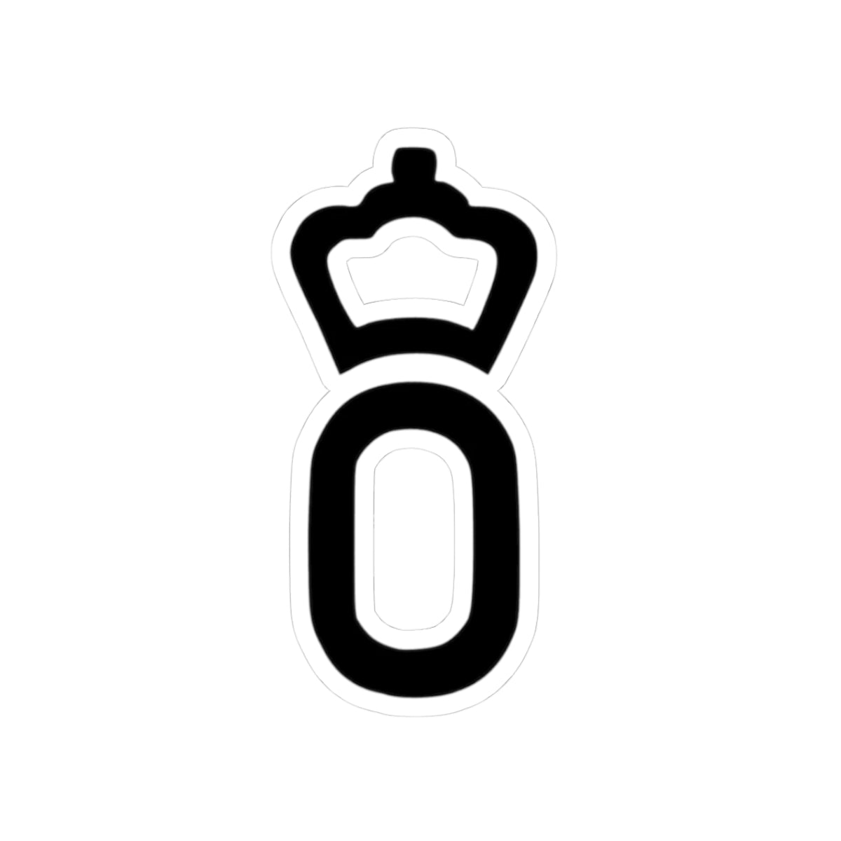 Black number '0' with a crown on a white background