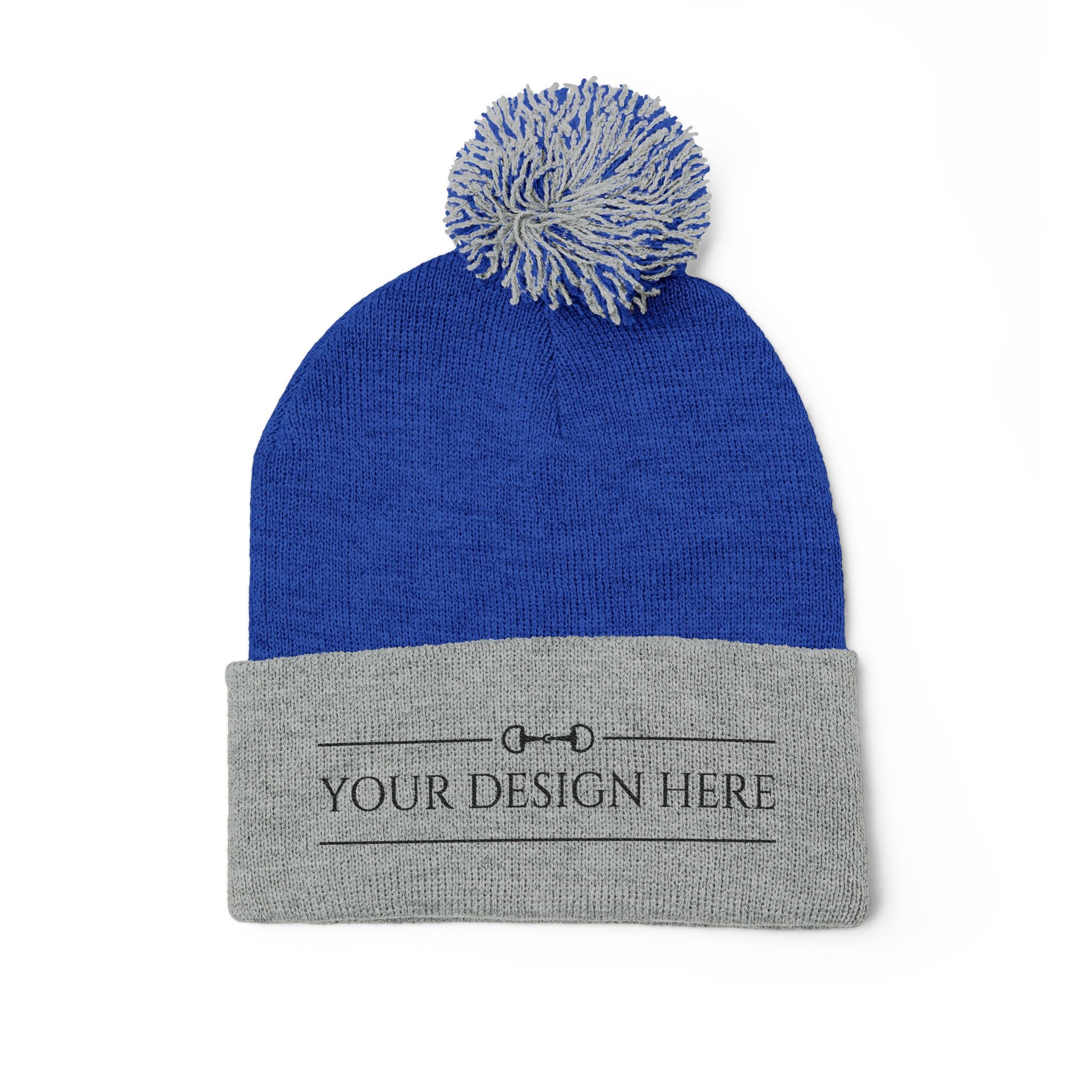 Embroidered Pom Pom Knit Beanie
