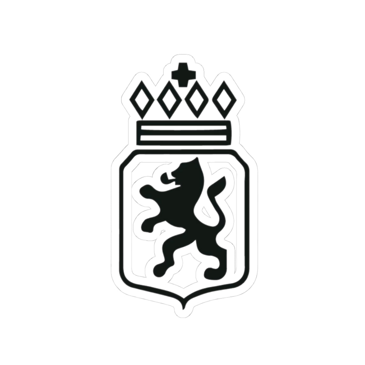 Black coat of arms with a lion and crown on a white background