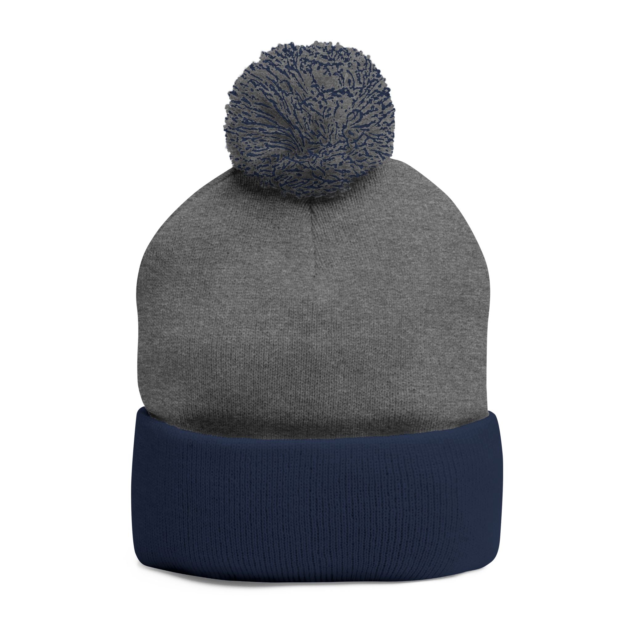 Embroidered Pom Pom Knit Beanie