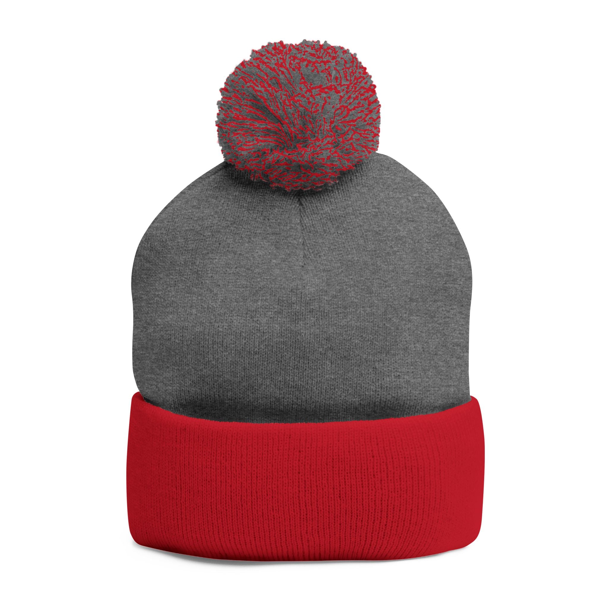 Embroidered Pom Pom Knit Beanie