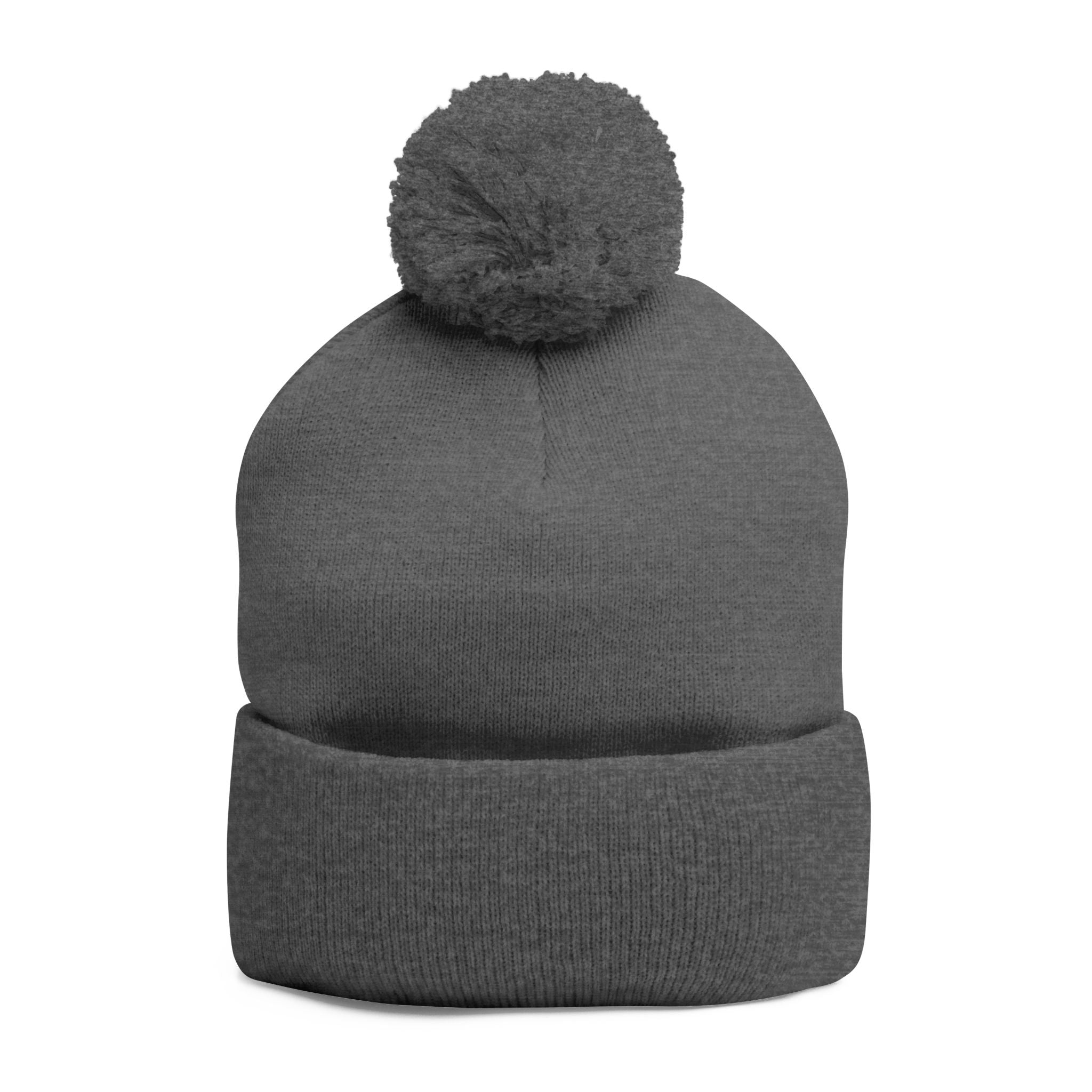 Embroidered Pom Pom Knit Beanie