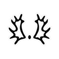 Black antler-like shapes on a white background