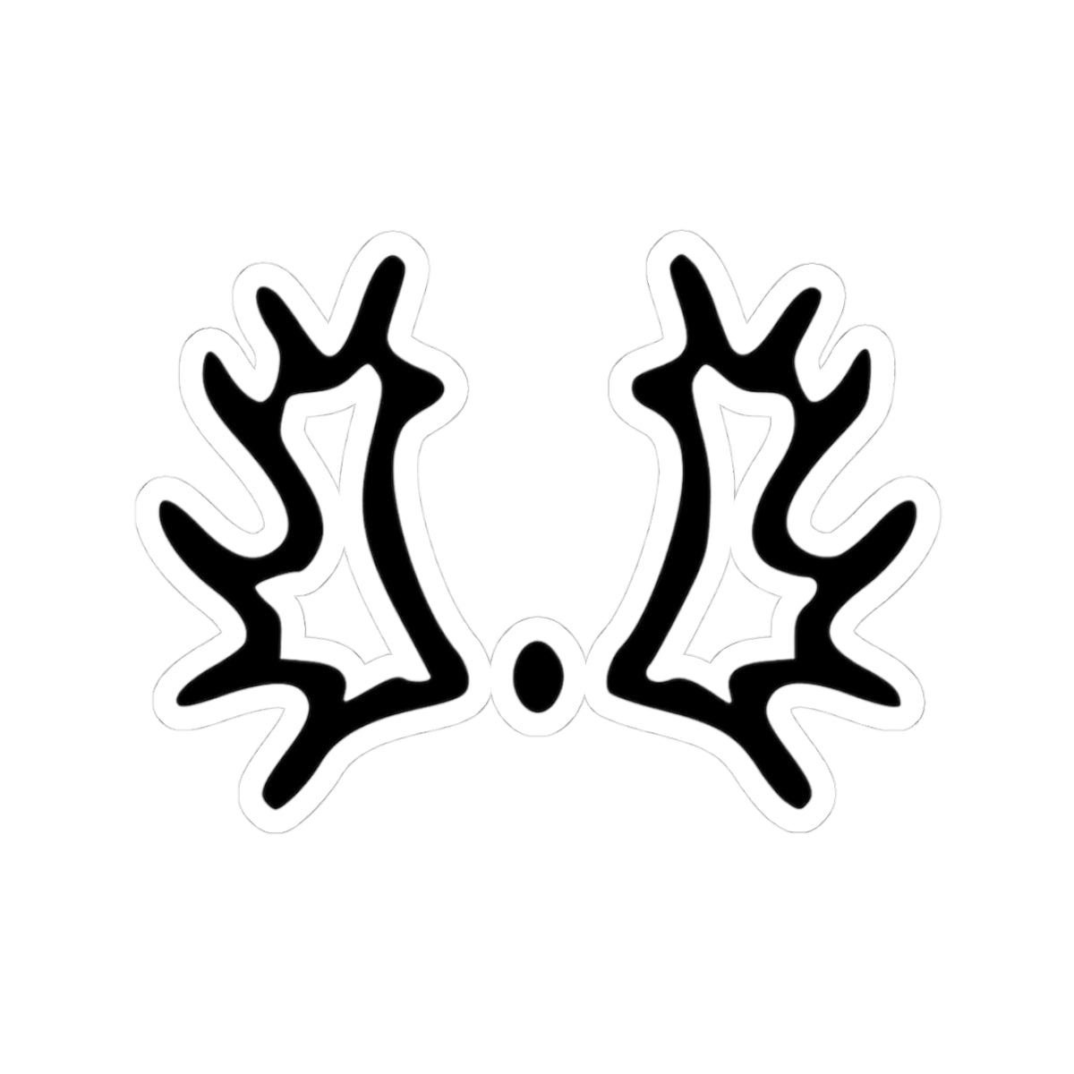 Black antler-like shapes on a white background