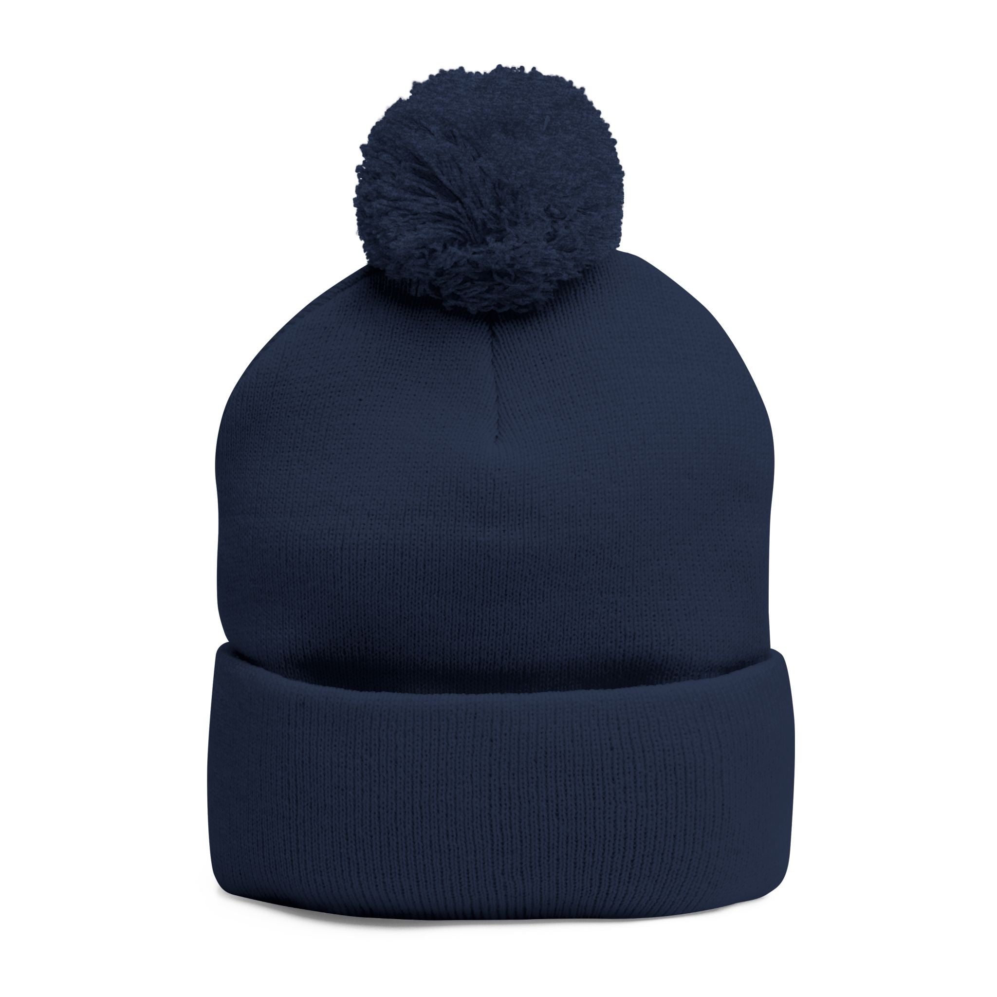 Embroidered Pom Pom Knit Beanie