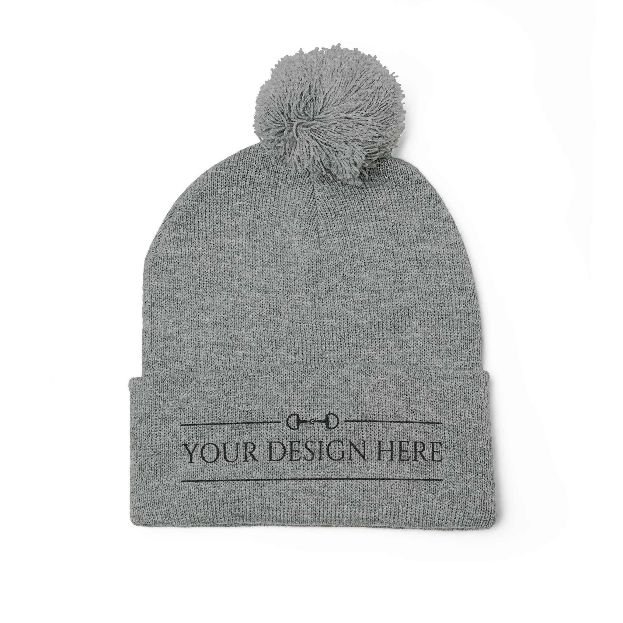 Embroidered Pom Pom Knit Beanie