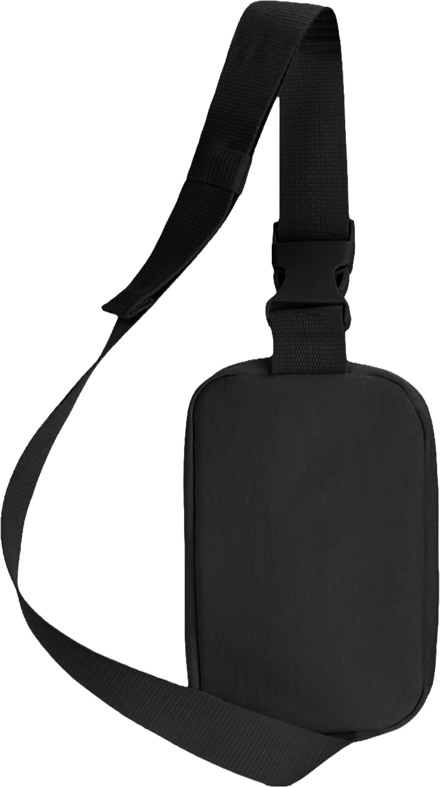 Embroidered crossbody sling bag in Black, back view