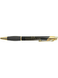 Black pen with gold accents on a white background