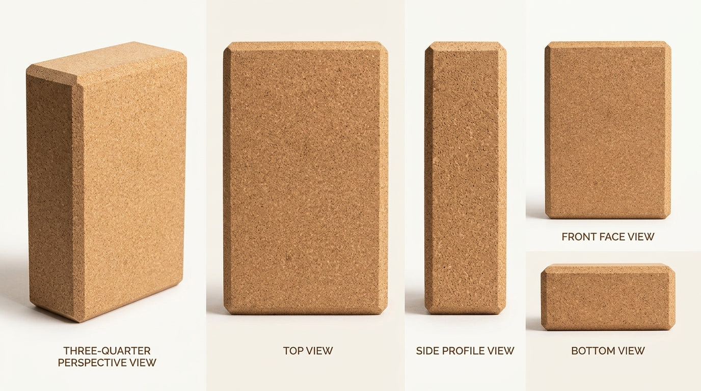 Set of natural cork yoga blocks displayed together — Notting Hill Equine Rider Fitness