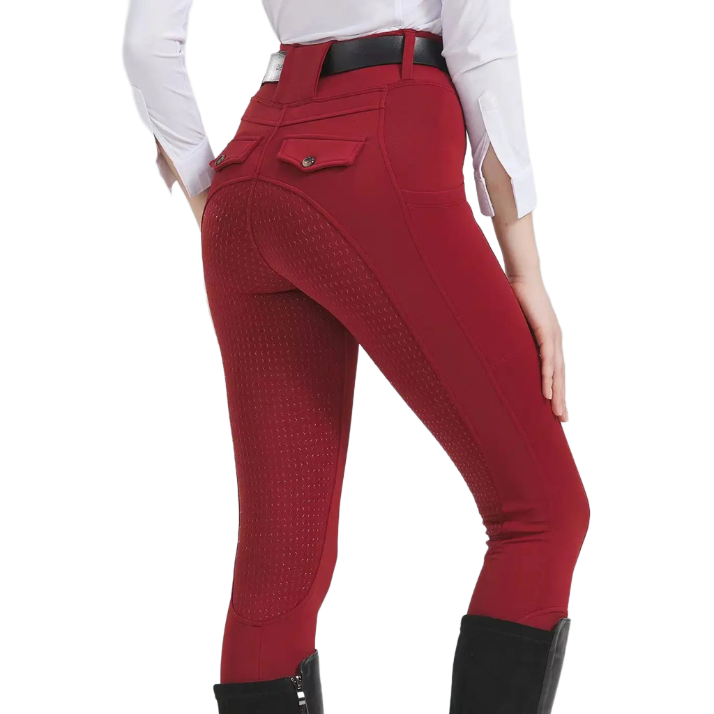arrowseat riding breeches rosette crimson blackthorn full seat