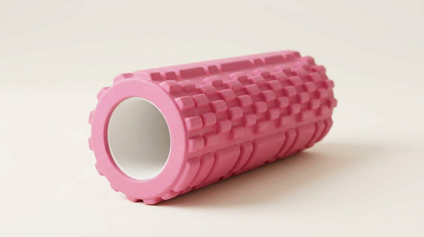  Pink textured foam roller on a neutral background — Notting Hill Equine Rider Fitness