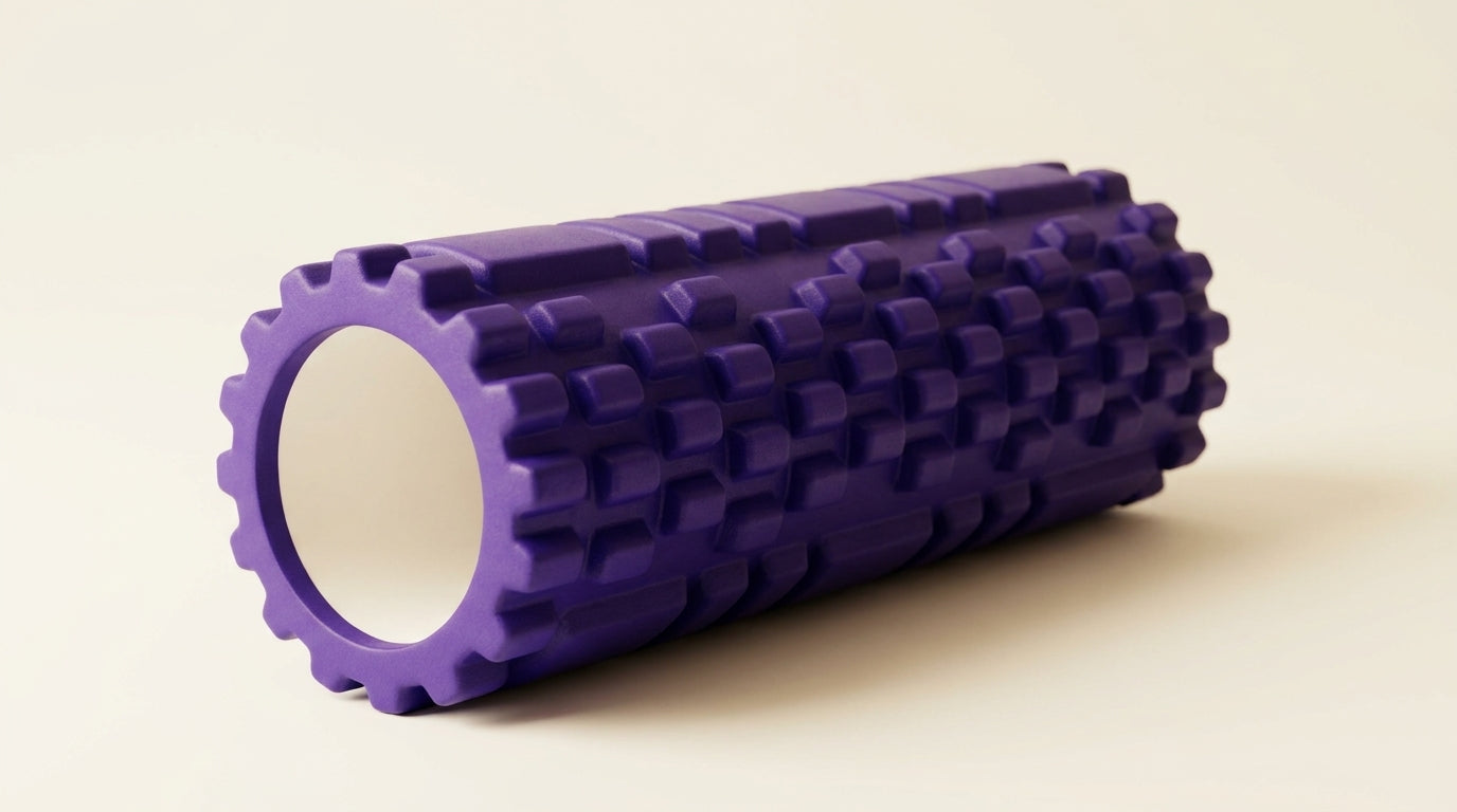  Purple textured foam roller on a neutral background — Notting Hill Equine Rider Fitness