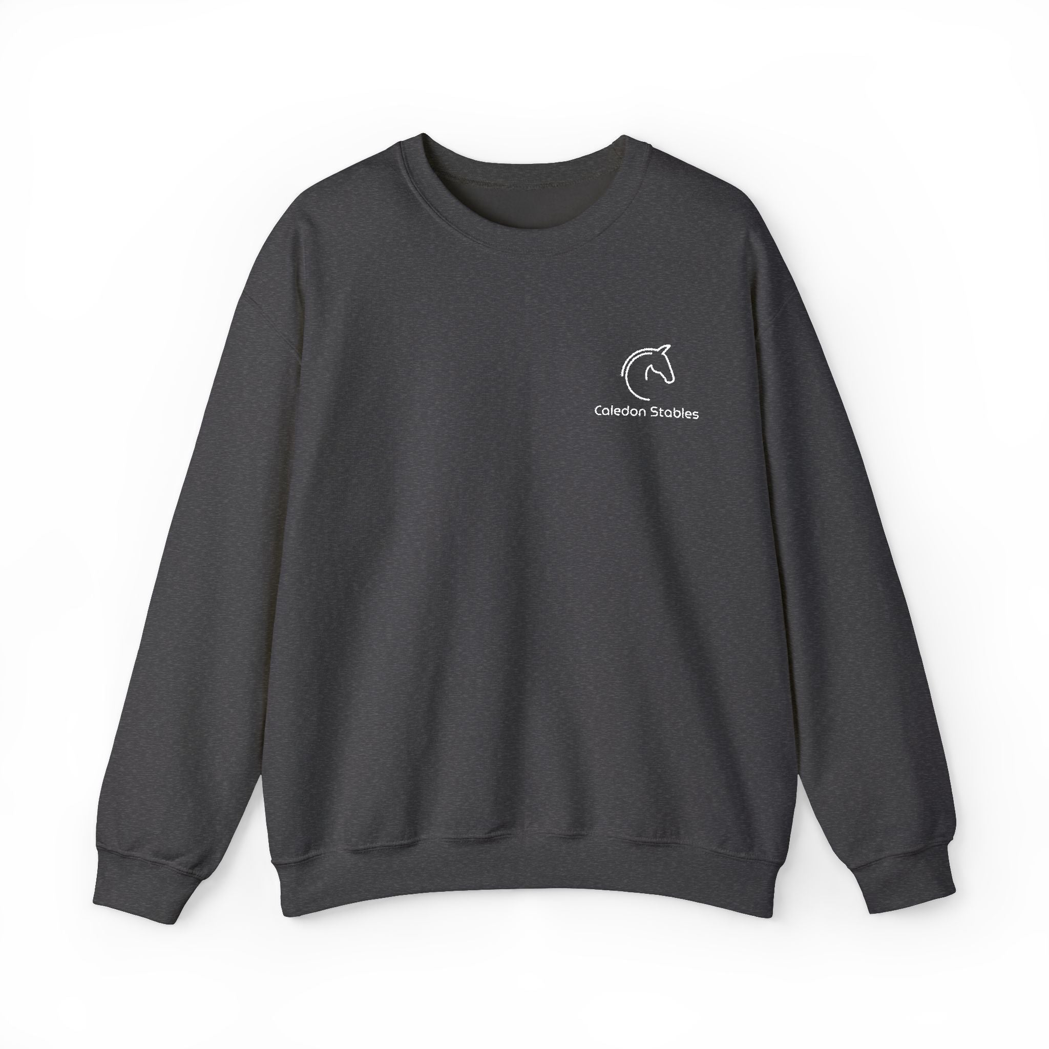 custom stable crewneck sweatshirt dark grey embroidered barn name