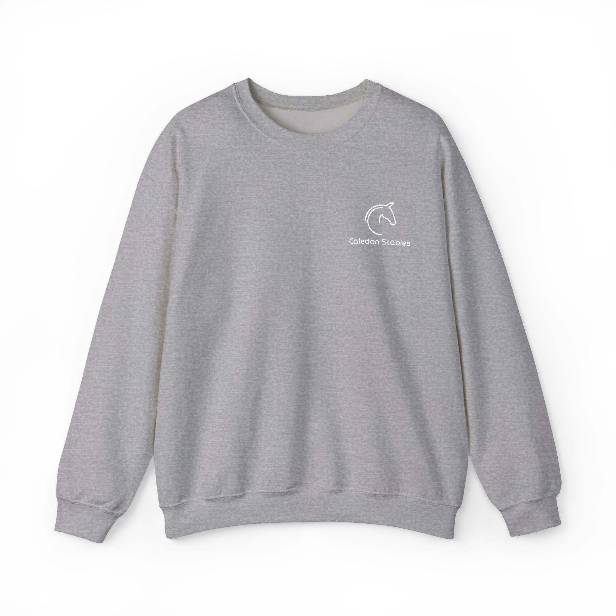 custom stable crewneck sweatshirt grey embroidered barn name