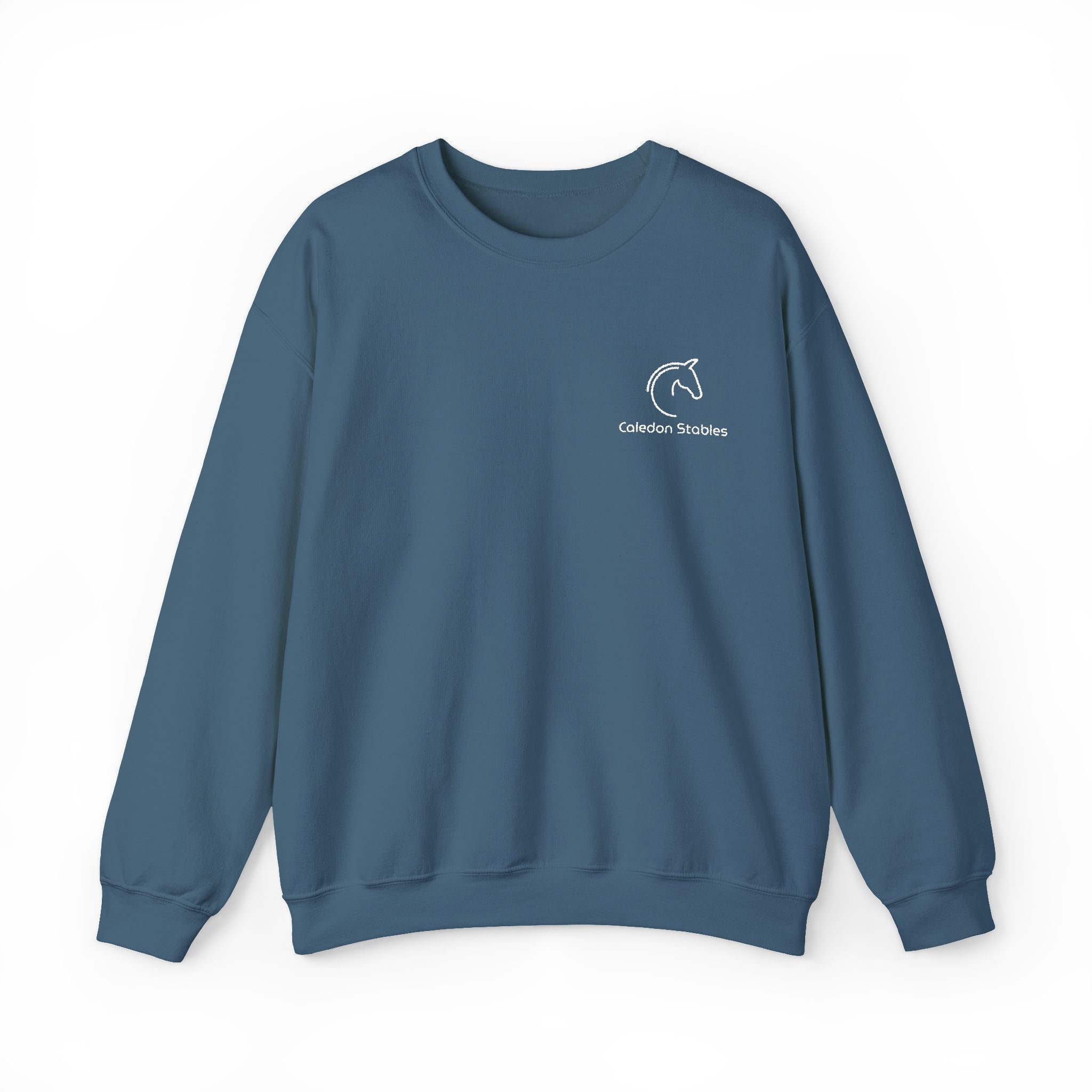 custom stable crewneck sweatshirt sea blue embroidered barn name