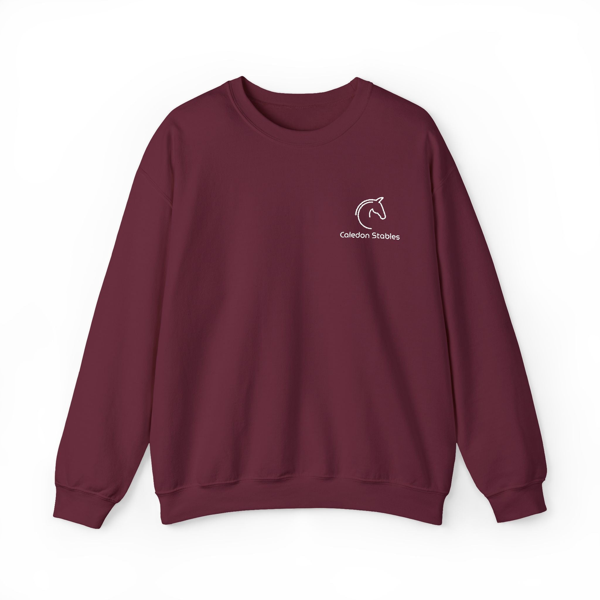 custom stable crewneck sweatshirt maroon embroidered barn name