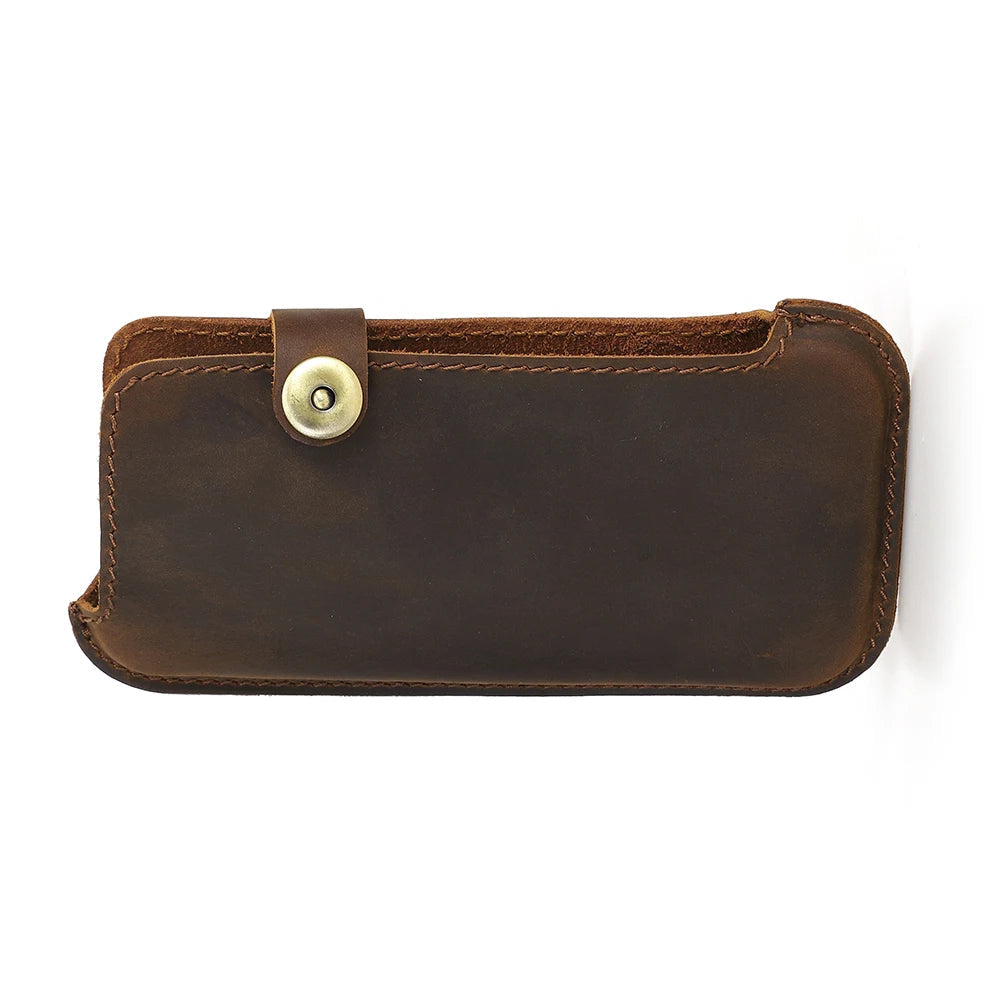 leather phone holster for equestrian riders belt loop coffee brown