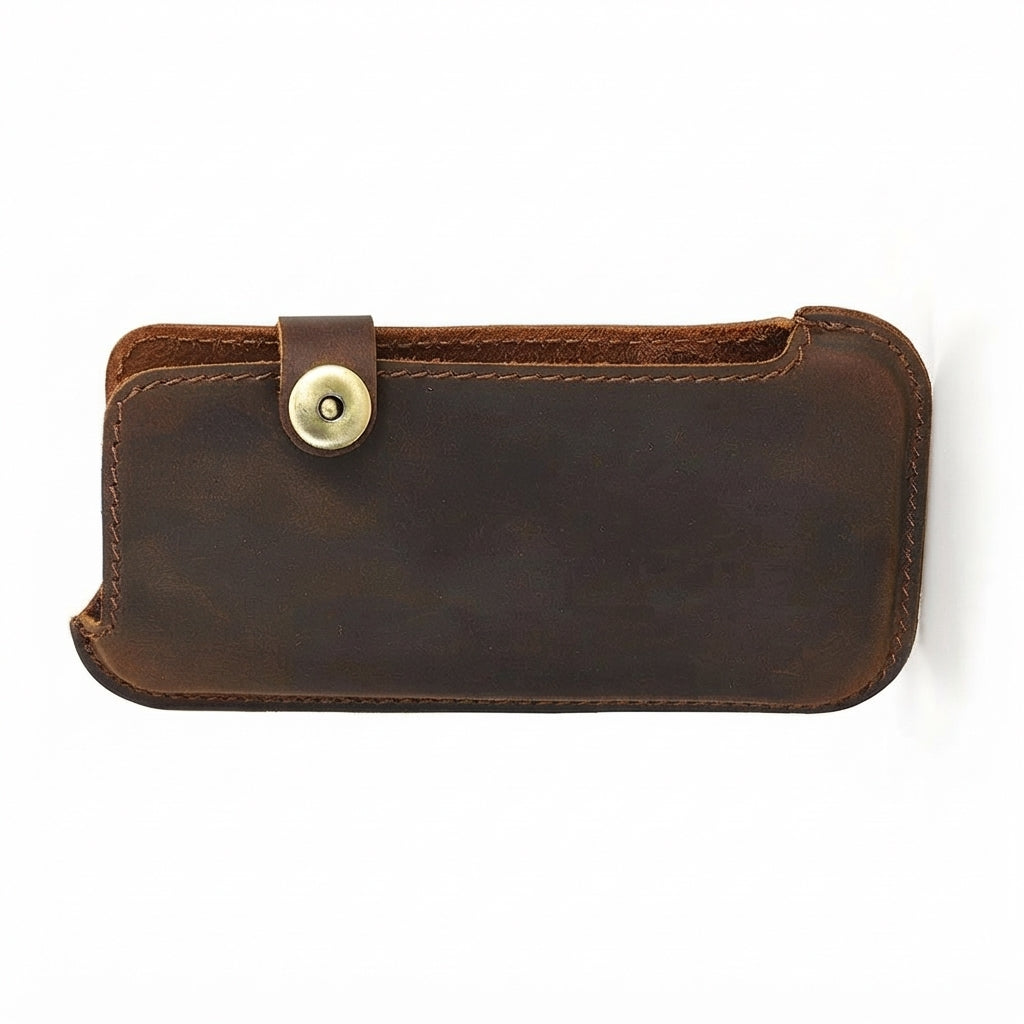 Leather Phone Holster for Riders with Magnetic Closure